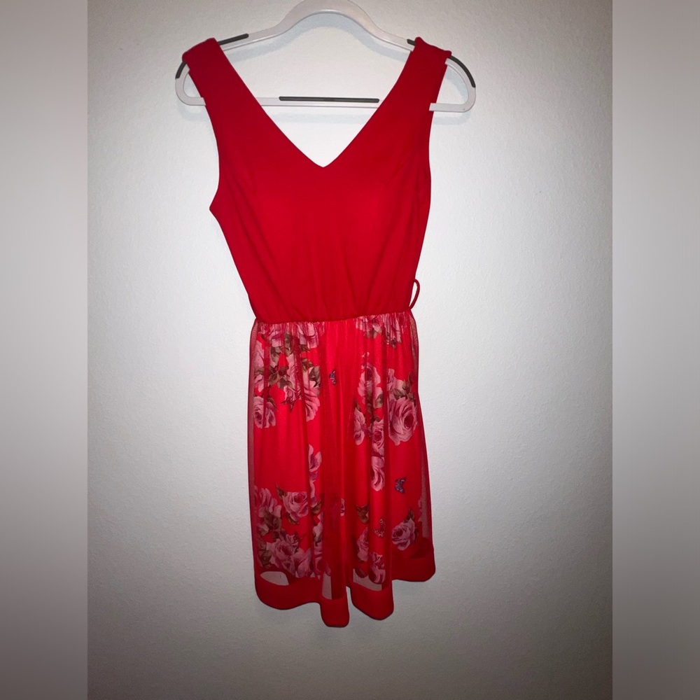 Beautiful red dress with floral print